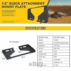 1/2 Quick Attachment Mount Plate for Kubota Bobcat Skid Steer Grade 50 Steel