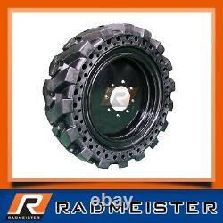 10-16.5 Solid Skid Steer Tires 4x with Rims Flat Proof