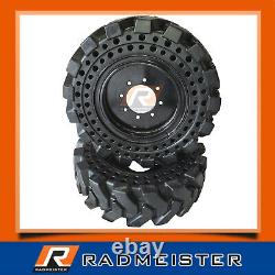 10x16.5 Solid Skid Steer Tires Flat Proof Set of 4 with Rims
