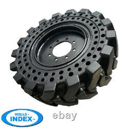 10x16.5 Solid Skid Steer Tires Flat Proof Set of 4 with Rims 10-16.5
