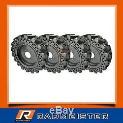 10x16.5 equivalent / 30x8.5-16 Set of 4 Flat Proof Solid Skid Steer Tires