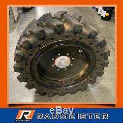 12x16.5 / 33x12-20 Set of 4 Solid Cushion Skid Steer Tires withRims