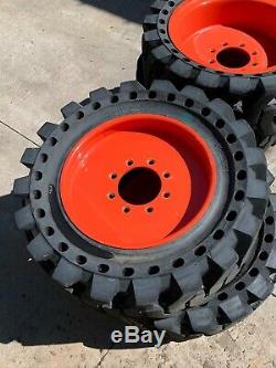 33x12x20 Bobcat Solid Skid Steer Tires Set of 4 with Rims