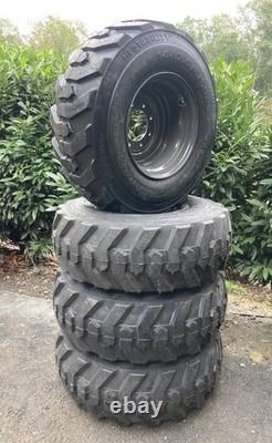 4-14X17.5 SKS-1 Skid Steer Tires on Gray Rims for Case, New Holland & more-14PLY