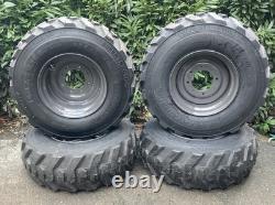 4-14X17.5 SKS-1 Skid Steer Tires on Gray Rims for Case, New Holland & more-14PLY