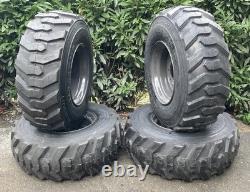 4-14X17.5 SKS-1 Skid Steer Tires on Gray Rims for Case, New Holland & more-14PLY