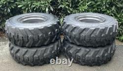 4-14X17.5 SKS-1 Skid Steer Tires on Gray Rims for Case, New Holland & more-14PLY