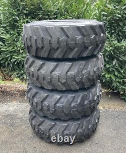 4-14X17.5 SKS-1 Skid Steer Tires on Gray Rims for Case, New Holland & more-14PLY