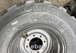 4-14X17.5 SKS-1 Skid Steer Tires on Gray Rims for Case, New Holland & more-14PLY