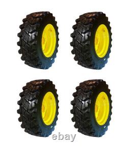 4 HD 10-16.5 Skid Steer Tires/Wheels/Rims for New Holland (6 LUG) -10X16.5-12 PR