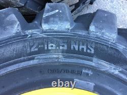 4-HD Camso SKS753 12-16.5 Skid Steer Tires/Rims for New Holland LS180 & more