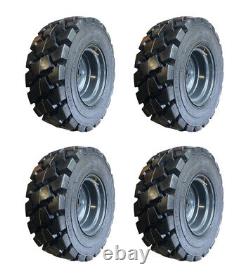 4-Heavy Duty 12-16.5 SKS-7 Skid Steer Tires/Rims, Case, New Holland Gray-12X16.5