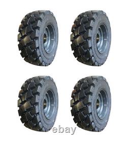 4-Heavy Duty 12-16.5 SKS-7 Skid Steer Tires/Rims, Case, New Holland Gray-12X16.5