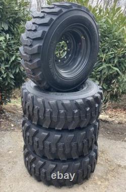4-NEW 12-16.5 SKS-1 Skid Steer Tires/Rims New Holland, Case Gray -12X16.5 14PLY