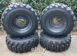 4-NEW 12-16.5 SKS-1 Skid Steer Tires/Rims New Holland, Case Gray -12X16.5 14PLY