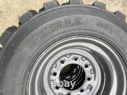 4-NEW 12-16.5 SKS-1 Skid Steer Tires/Rims New Holland, Case Gray -12X16.5 14PLY