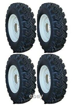 4 New 7.50-16 Narrow Snow Tires & New Holland Skid Steer Rims 12-16.5 Kit T