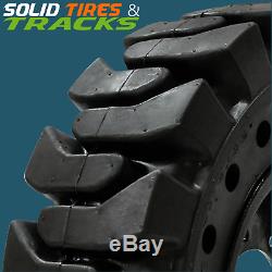 4 No Flats 10-16.5/30x10-16/10x16.5 Solid Skid Steer Tires + rims Heavy Duty