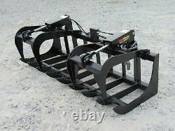 72 Dual Cylinder Root Grapple Bucket Attachment Fits Skid Steer Quick Attach
