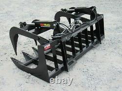 72 Dual Cylinder Root Grapple Bucket Attachment Fits Skid Steer Quick Attach