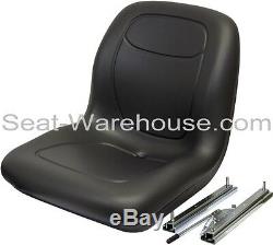 Black HIGH BACK SEAT withSlide Track Kit for Ford New Holland Skid Steer Loader#QG