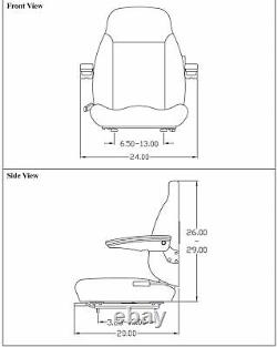 Fits New Holland L778 Skid Steer Seat Assembly withArms Gray Vinyl