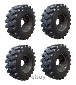 HD 12-16.5 SKS-9 Skid Steer Tires on Gray Rims for Case, New Holland & more-14PLY