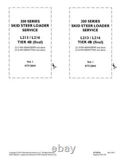 New Holland L213, L216 Tier 4 Skid Steer Loader Service Manual Repair Shop Book
