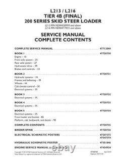 New Holland L213, L216 Tier 4 Skid Steer Loader Service Manual Repair Shop Book