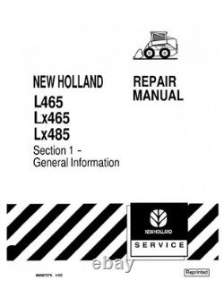 New Holland L250, L255 Skid Steer Loader Service Manual Repair Shop Book