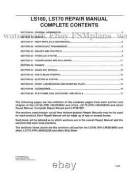 New Holland LS160 LS170 6041360701 Workshop Service Manual Skid Steer