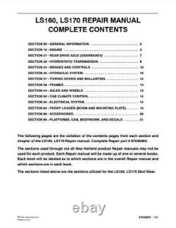 New Holland LS160 LS170 Skid Steer Loader Repair Service Manual 87036983 PDF/USB