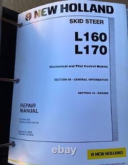 New Holland Skid Steer Loader L160 L170 Repair Service Manual Binder 87578822