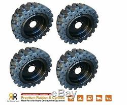 Rio Skid Steer Solid Tires & Rim x4 -No Flat 12x16.5 Bobcat CAT CASE 33x12-20